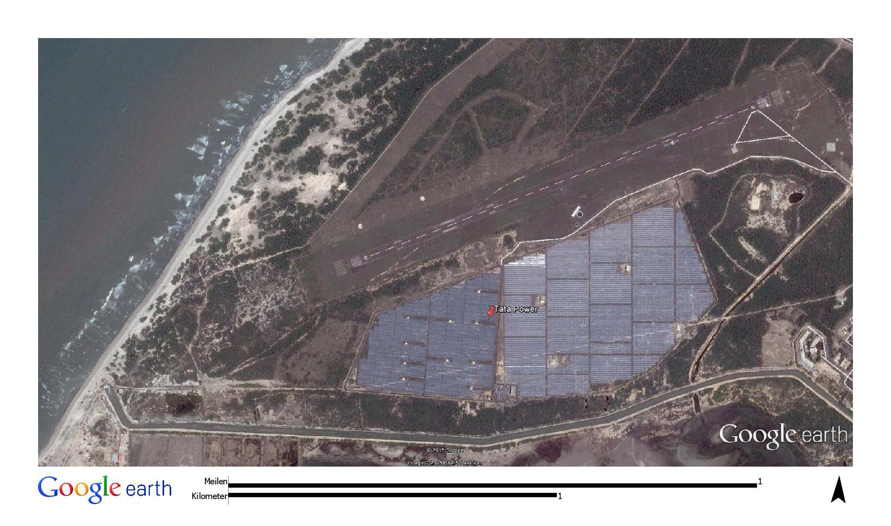 The Indian PV power plant is not only close to the sea but also right next to a chemical plant